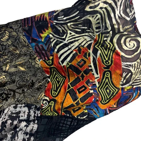 Anthropologie Floreat Velvet Burnout Muse Kimono Top O/S Patchwork Open‎ Front - Picture 10 of 12